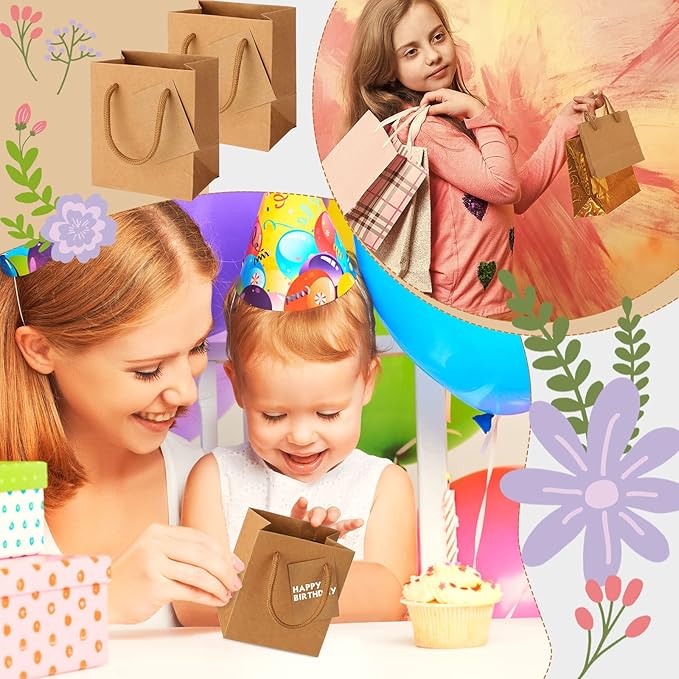 Sherr 100 Pack Mini Gift Bags Bulk, 4 x 2.75 x 4.5 Inches Paper Bags - Image 7