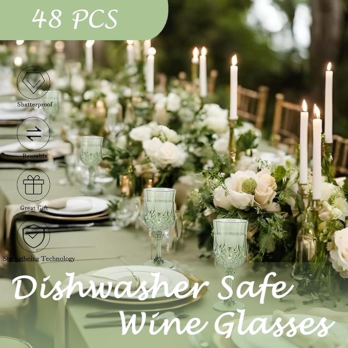 Plastic Wine Glasses，Plastic Goblets Vintage Style Cordial Drinking Glasses - Image 3