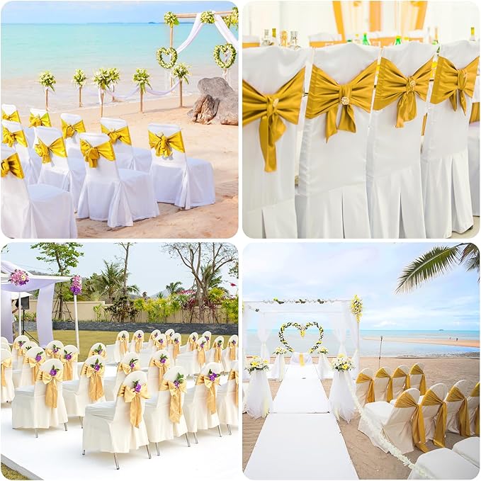 Satin Chair Sashes Bows Universal Chair Ribbon Ties Back Sash - Image 7