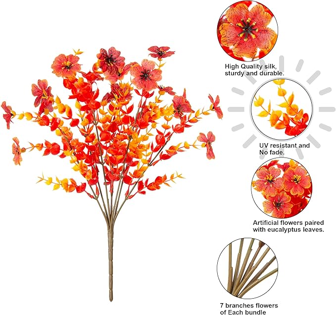 HyeFlora Artificial Fall Flowers Faux Mums - Image 4