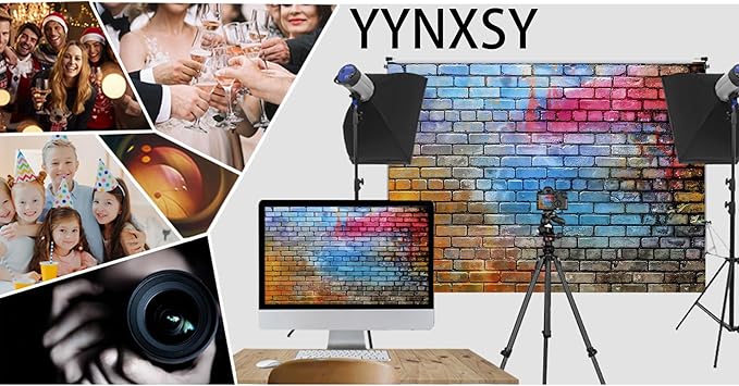 YYNXSY Colorful Brick Wall Photo Backdrop Retro Theme Stone Brick Wall - Image 2