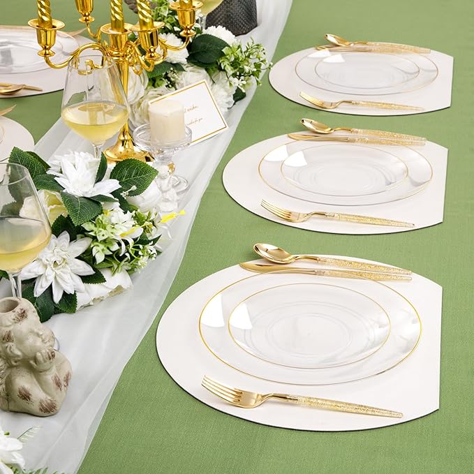 Liacere 150PCS Clear Gold Plastic Plates - Image 4
