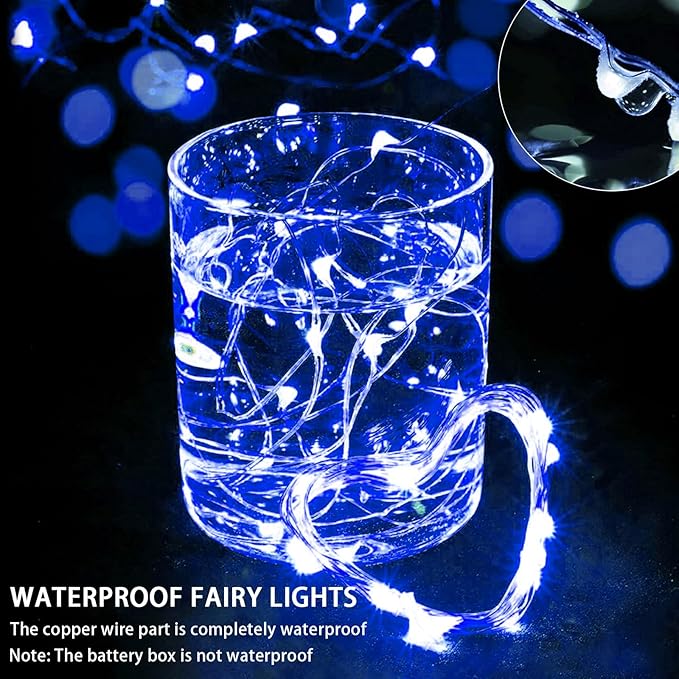 24 Pack Blue Fairy Lights 7Ft 20 LED Twinkle String Lights 3 Modes Battery - Image 2