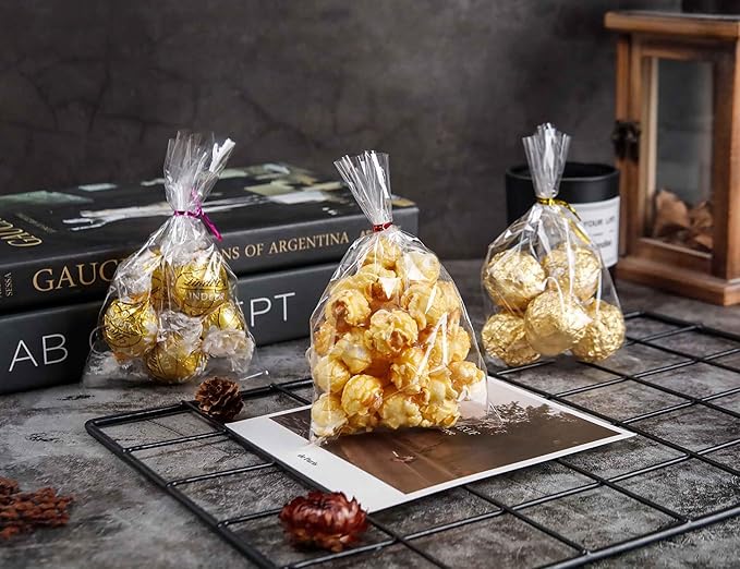 LOKIQNG Cellophane Bags Plastic Treat Bag Clear Cookie Candy Bags - Image 2