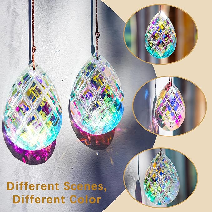 HDCRYSTALGIFTS Set 2 Crystal Sun Catcher Prisms Pendant - Image 7