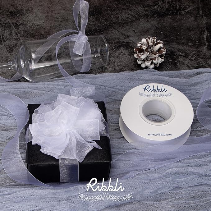 Ribbli White Sheer Organza Ribbon, 1 Inches x Continuous 50 Yard Use - Image 4