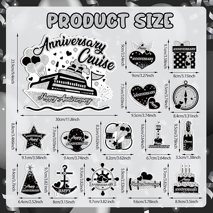 Happy Anniversary Cruise Door Magnets Decorations - Image 7