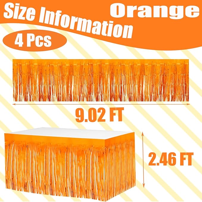 4 Pack 29x108 Inch Metallic Foil Fringe Tinsel Table Skirts - Image 2