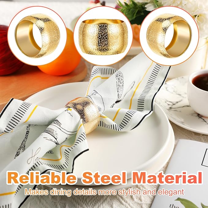 Lallisa Gold Napkin Rings Metal Napkin Ring Holders - Image 3