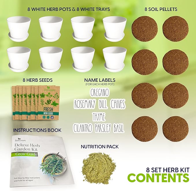 Deluxe Indoor & Outdoor Herb Garden Kit – 8 or The Most Popular Culinary Herbs - Image 2