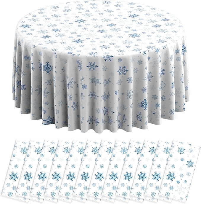 12 Pieces Christmas Snowflake Plastic Party Tablecloth Decorations, Disposable by JectivsPartyDecorations