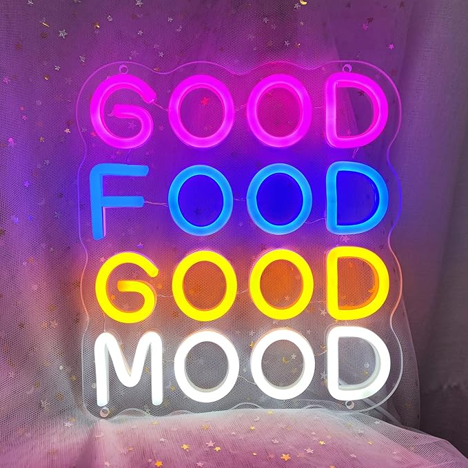 Good Food Good Mood Neon Signs for Wall Decor, Food Neon Sign Mood Neon Light - Image 4