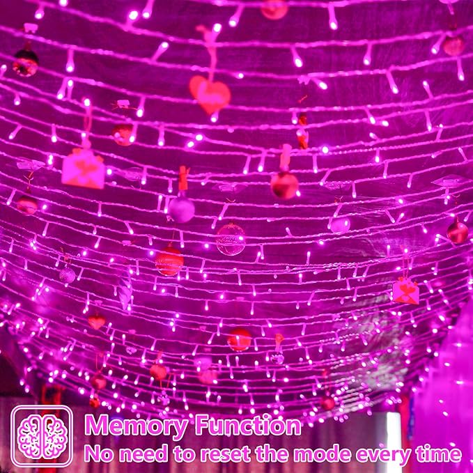YEGUO Pink String Lights Outdoor Waterproof, 165ft 500 LED Christmas Lights - Image 4