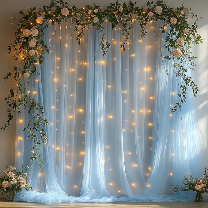 10x10ft Baby Blue Tulle Backdrop Curtain by Unknown