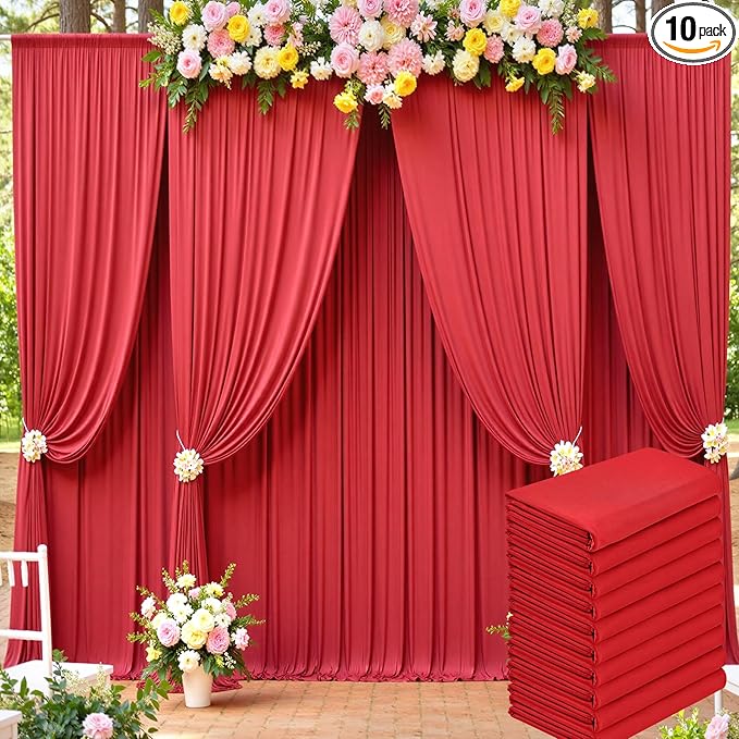 50ft x 15ft Red Wrinkle Free Backdrop Curtains by ENJOYYOURPARTY