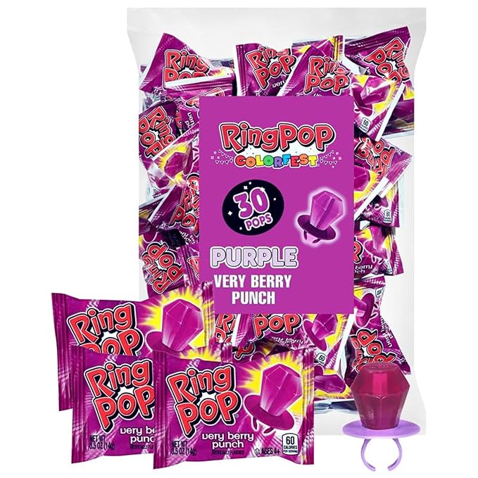 Ring Pop Purple Halloween Candy Lollipops, 30Ct Bulk Individually Wrapped in by RingPop