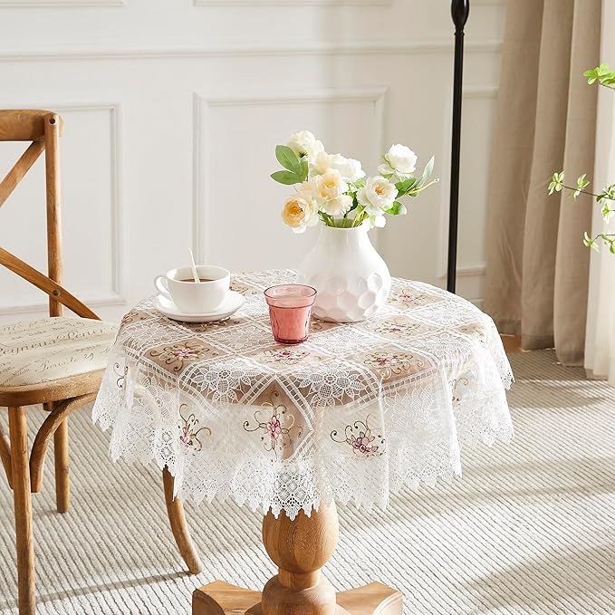 Warm Home Designs 70 Inch Round Tablecloth. Use Small White Tablecloth as - Image 2