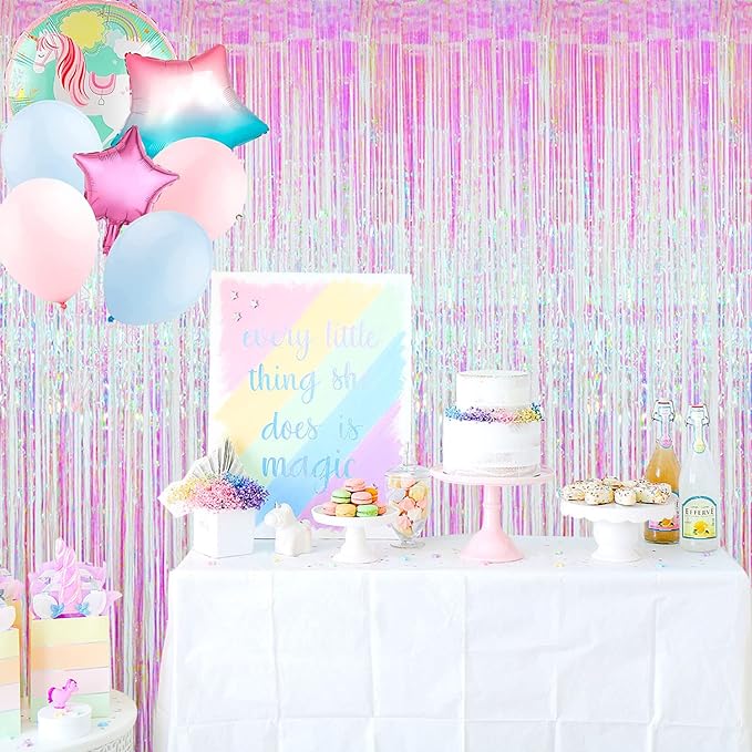 GOER 3.2 ft x 9.8 ft Metallic Tinsel Foil Fringe Curtains Party Photo Backdrop - Image 2