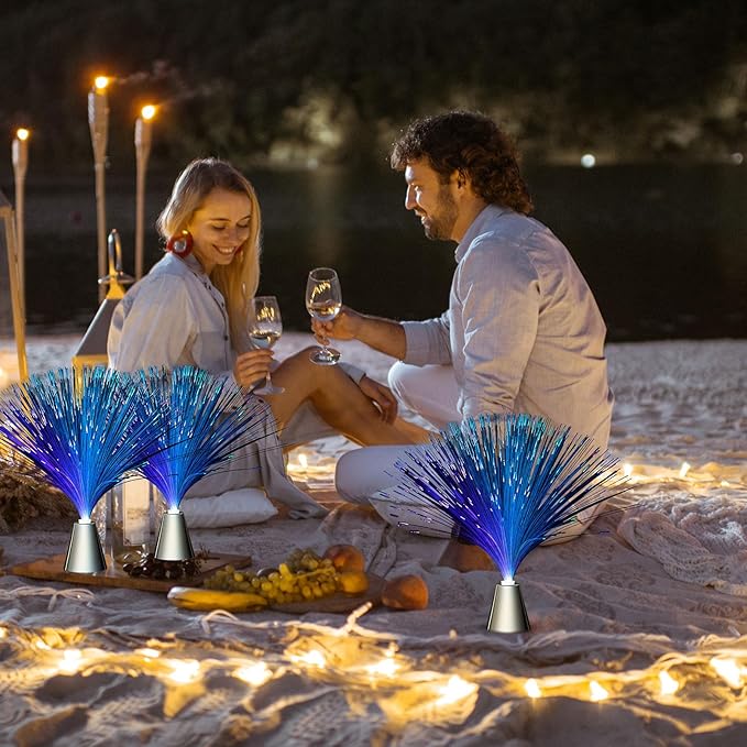 Patelai 16 Pcs LED Fiber Optic Lamp Color Changing Fiber Optic Night Light - Image 5