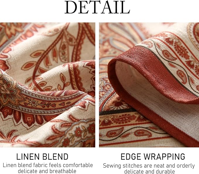 ISAENNE Designer French Red Round Square Tablecloth, Linen Table Cloth - Image 4