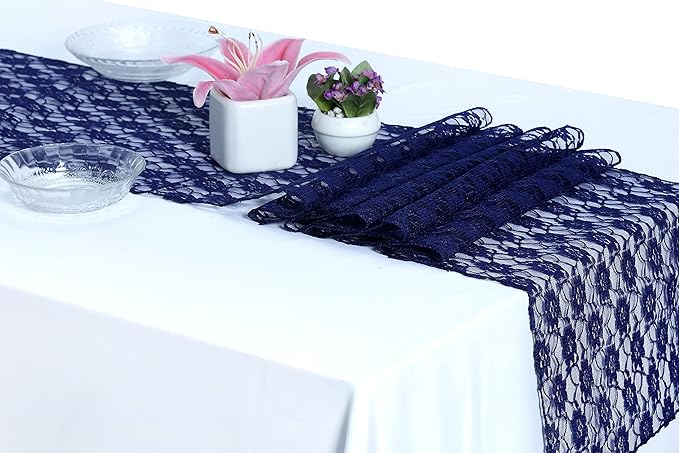 MDS Pack of 15 Wedding 12 x 108 inches Lace Table Runner by MDS