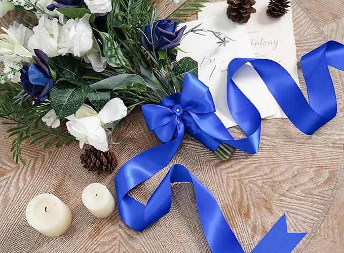 Royal Blue Satin Ribbon 1-1/2 Inch x 50 Yards Double-Faced Ribbons - Image 6