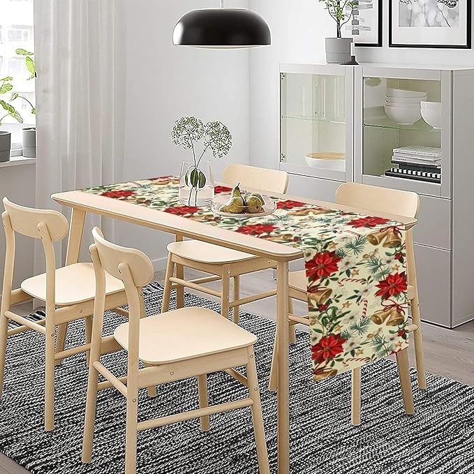 Christmas Table Runner, Seasonal Winter Xmas Holiday Kitchen Dining Table - Image 3