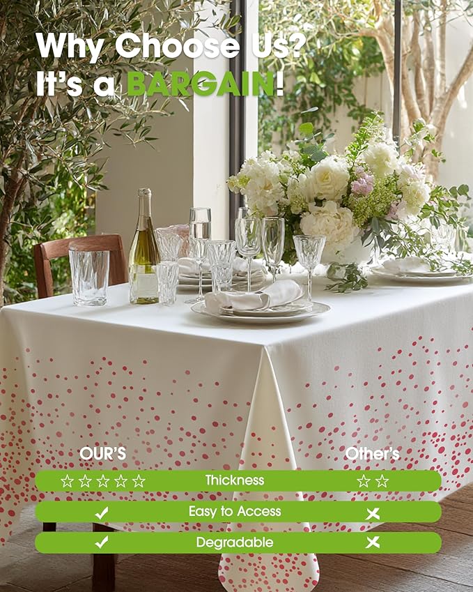 Pureegg Plastic Table Cloth Disposable 10 Pack, 54 x 108 Inch Table Cloths - Image 6