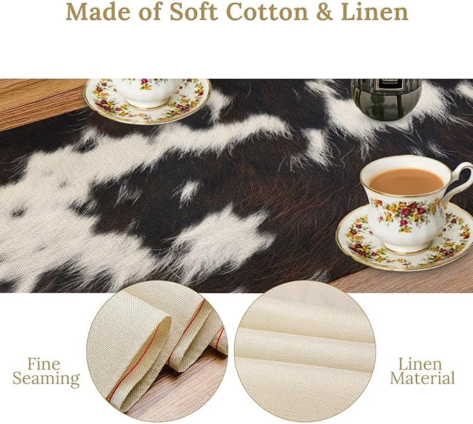 Cow Print Table Runner, 13x36 Inch - Image 6