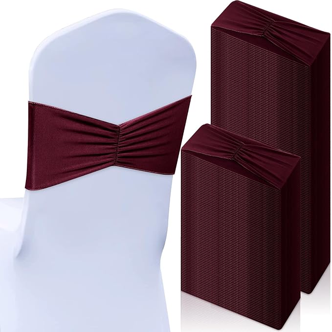 Moukeren 100 Pcs Spandex Chair Sashes Bows Bands Slider Sashes by Moukeren