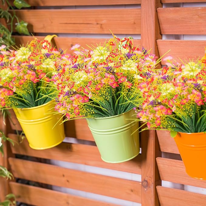 12 Bundles Artificial Outdoor Flowers Lifelike UV Resistant Fake Plastic Plants - Image 4
