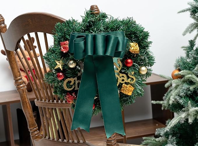 Green Satin Ribbon Double-Faced Wired Ribbons - Image 6