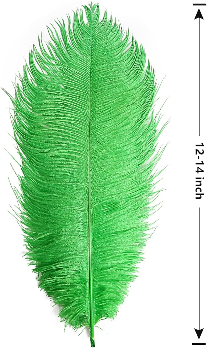 THARAHT Green Ostrich Feathers 12pcs Large Natural Bulk 12-14Inch 30cm-35cm - Image 2