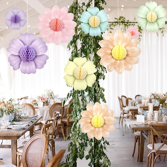 SUNBEAUTY 9 PCS Pastel Rainbow Party Decorations 10 Inch Giant Paper Flowers 3D - Image 7