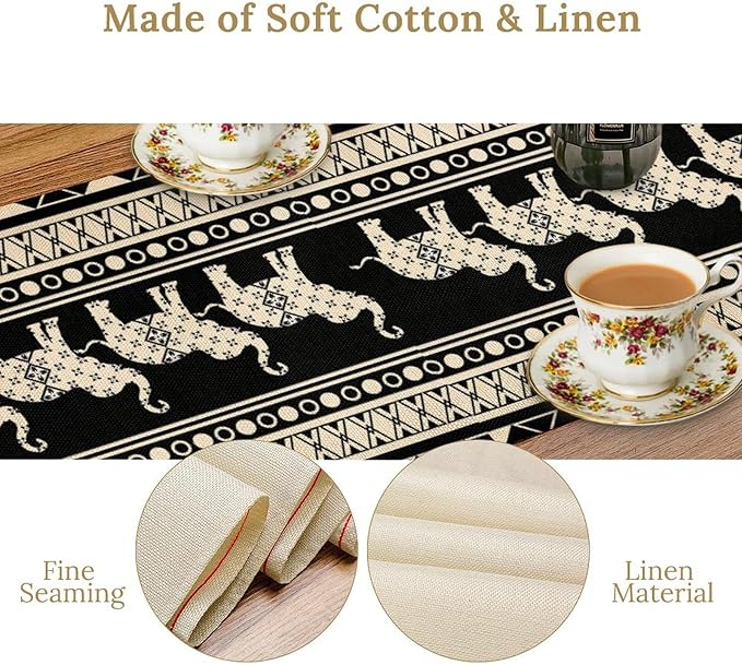 Ethnic Table Runner, Rustic Farmhouse Boho Geometric Elephant Aztec Tribal - Image 5