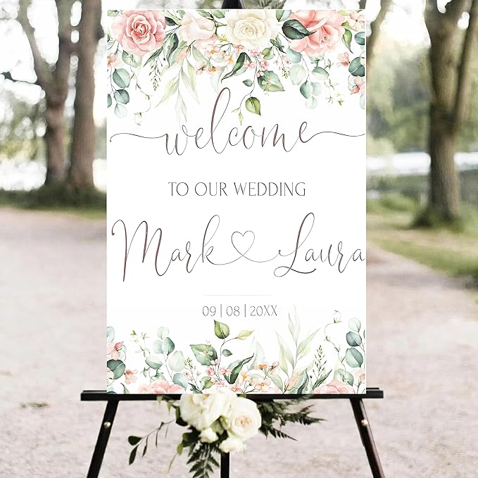 Personalized Wedding Welcome Sign, Welcome To Our Wedding Sign, Blush Pink - Image 3