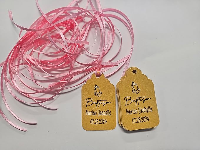 Mi Bautizo Baptism Christening Personalized Thank You Tags 20 pcs - Image 4