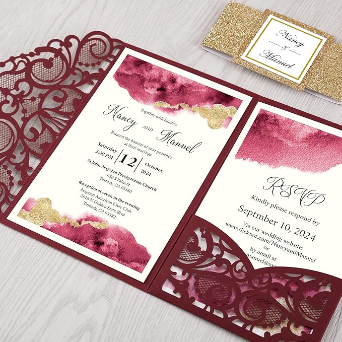 DORIS HOME 50PCS Laser Cut Wedding Invitations - Image 5