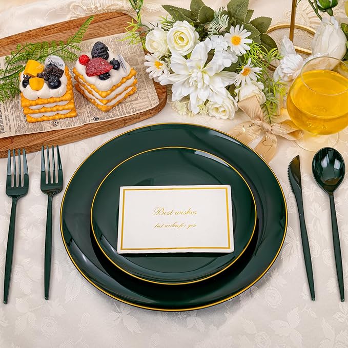 PULOTE 150PCS Green Plastic Silverware - Image 7