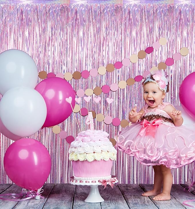 GOER 3.2 ft x 8.2 ft Metallic Tinsel Foil Fringe Curtains Party Photo Backdrop - Image 2