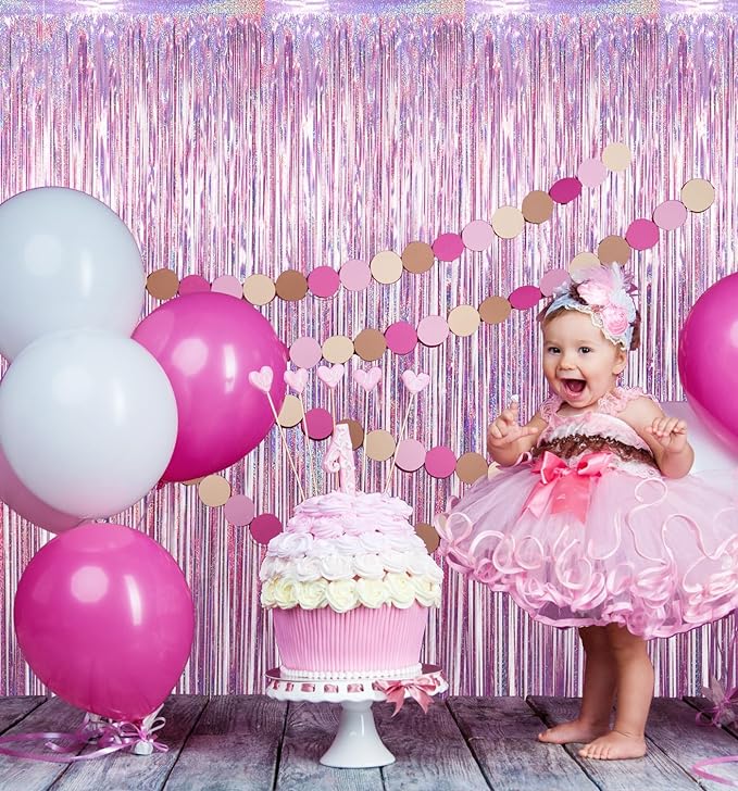 GOER 3.2 ft x 8.2 ft Metallic Tinsel Foil Fringe Curtains Party Photo Backdrop - Image 5