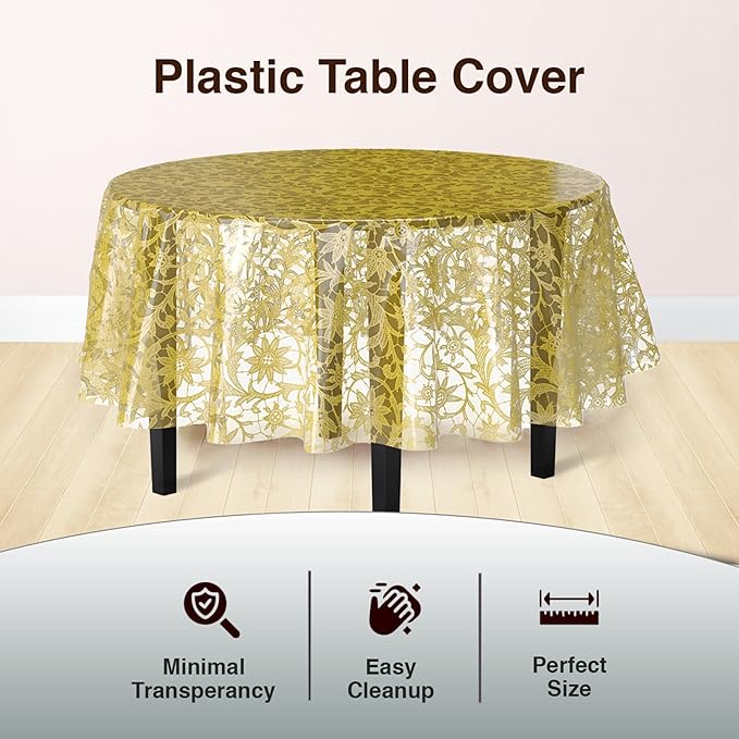 Exquisite Lace Table Cloth Round Table Plastic 12-Pack Lace Tablecloth Round - Image 2