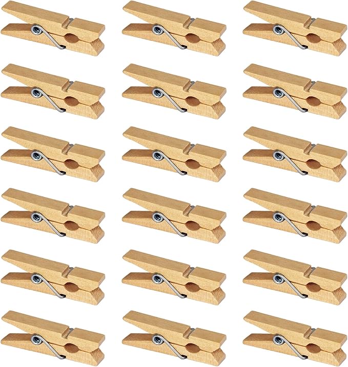 Mini Natural Wooden Clothespins, 1.4 Inch Photo Paper Peg Pin Craft Clips by Millennial+Essentials