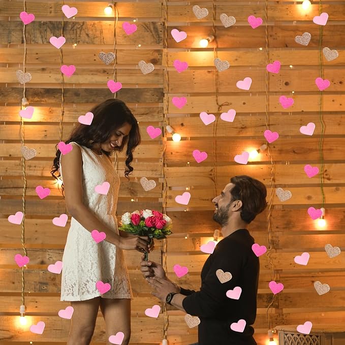 200 Pcs Hot Pink Heart Paper Confetti - Image 5