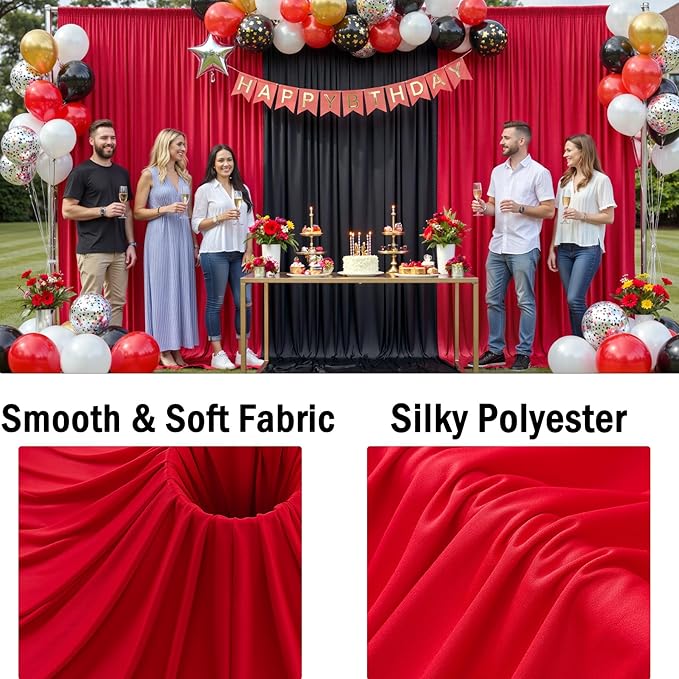 10x10ft Wrinkle Free Red Backdrop Curtains - Image 4