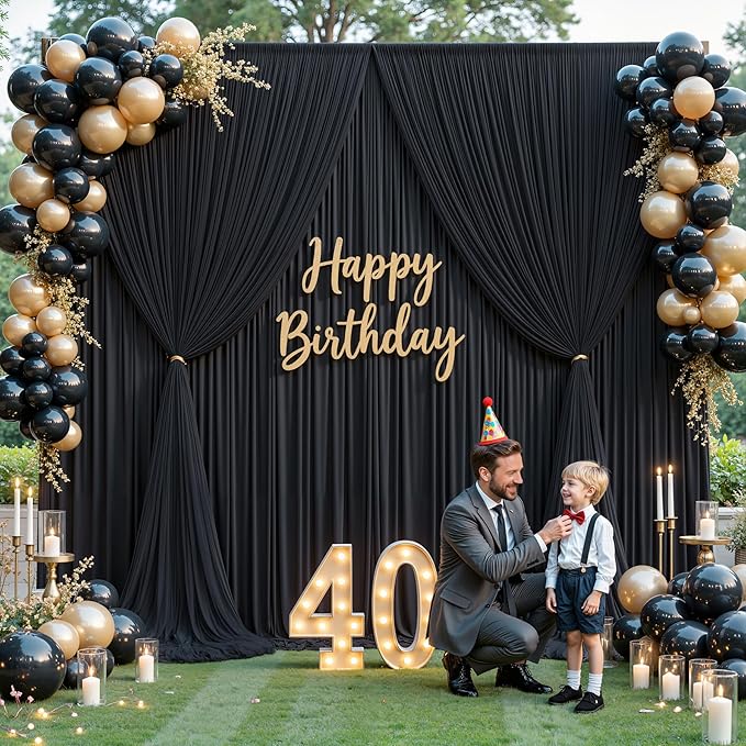 Black Tulle Backdrop Curtain for Parties Wedding, 10ft x 10ft Wrinkle Free - Image 2