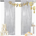 ShinyBeauty Silver Backdrops 2 Pieces Sequin Curtains 4FTx7FT Photoshoot by ShinyBeauty