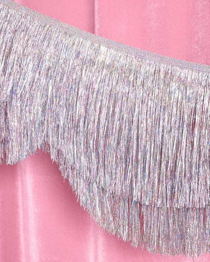 xo, Fetti Silver Iridescent Scalloped Fringe Banner - 6 Ft. | Bachelorette - Image 4