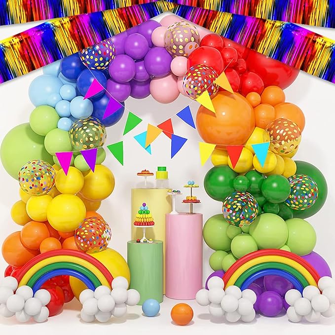 4 Pack 10 Feet Rainbow Foil Fringe Garland Metallic Tinsel Streamers Banner - Image 3