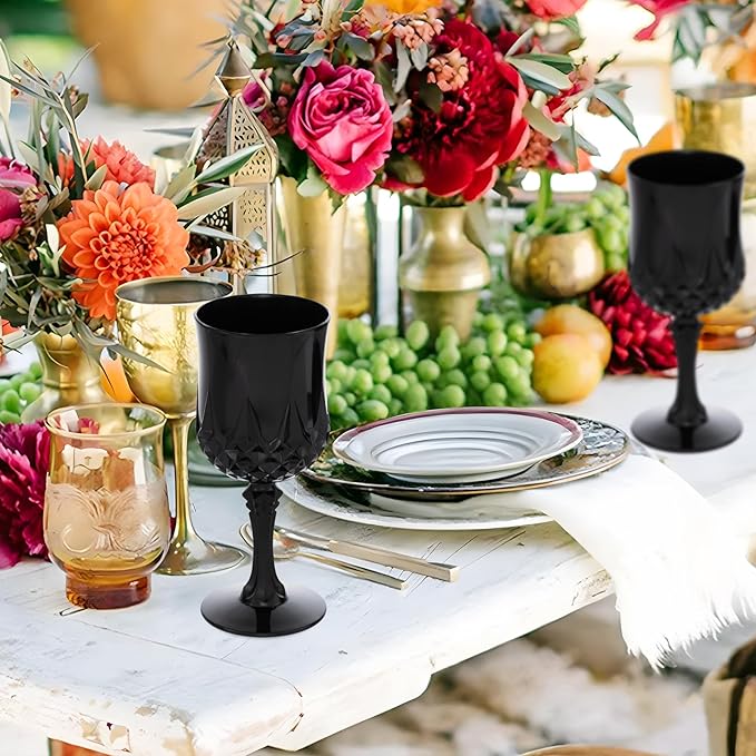 JLYLOL Plastic Vintage Wine Glasses 7OZ Plastic Goblets Vintage Drinking - Image 6